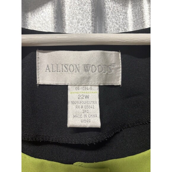 Allison Woods Plus 22W 2-Pc Skirt Set Black Green Accent Button Down Church Work - Picture 4 of 9